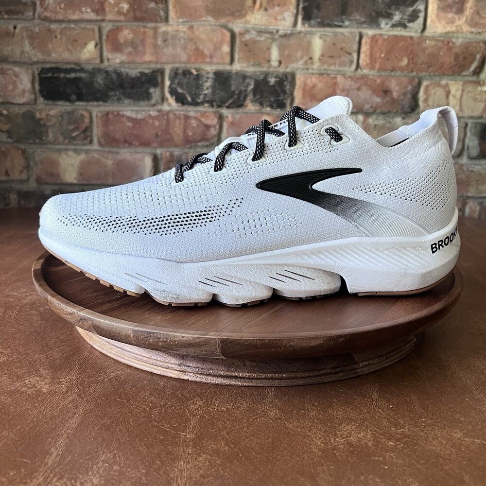 Brooks Glycerin Flex Mens Size 11.5 White Black Knitted Running Shoes Sneakers